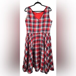 Luouse Red and Blue Plaid Midi Dress NWT 💕